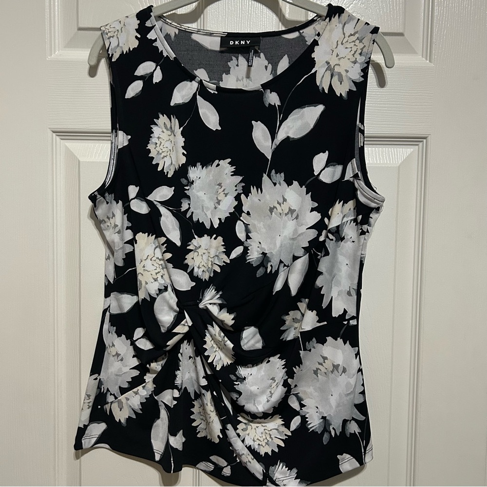 DKNY Black/White Floral Top